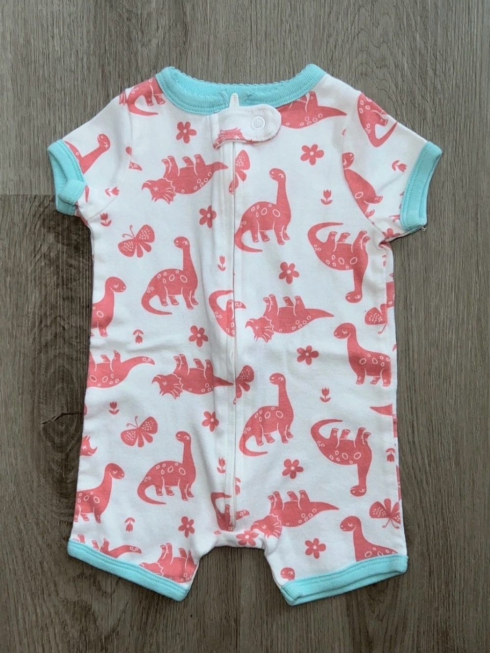Carters Baby Girls Size 3 Months Short Sleeve Pink Dinosaur Romper